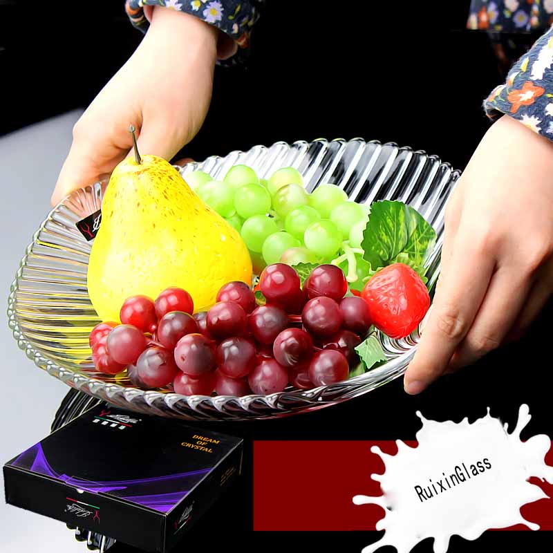 Китай стеклянный поднос дитель круглый стеклянный поставщик тарелка с фруктами