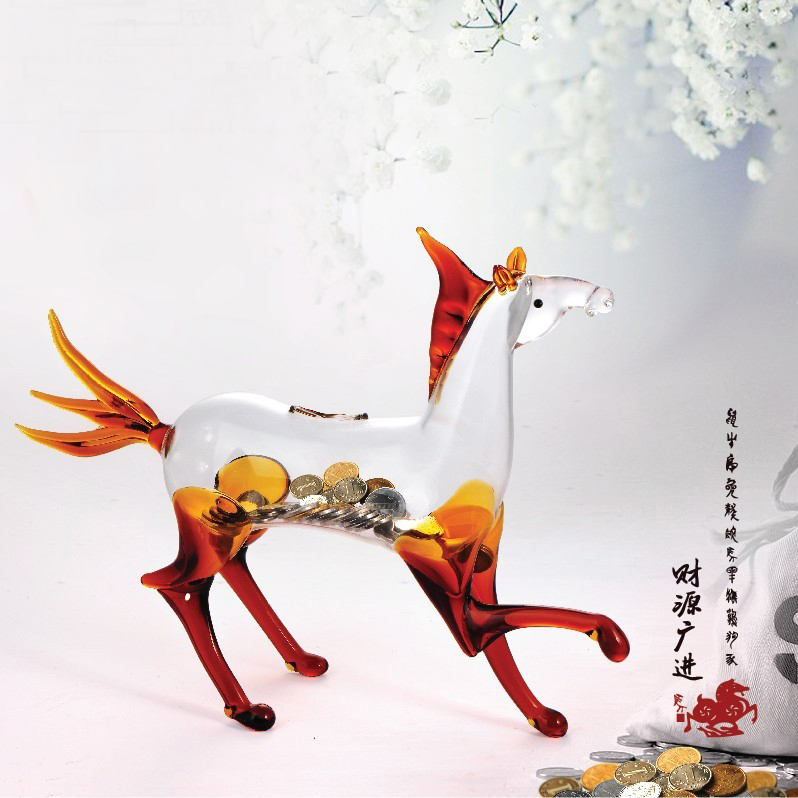 China horse shape glass money saving boxes supplier