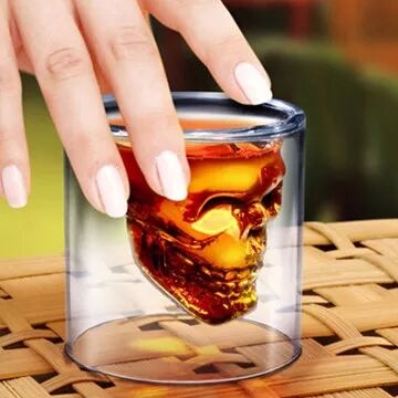 Creative skull glass cup,double walled glass double walled beer glasses supplier