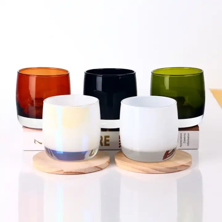 Aangepaste bedrukking Luxe Eco-vriendelijke 8oz iriserende geur dikke bodem glazen potten voor kaarsen