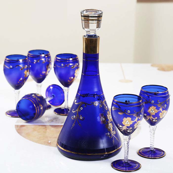vino decorato bicchieri doni fornitore mano vino dipinte caraffe di vetro e vetro all'ingrosso