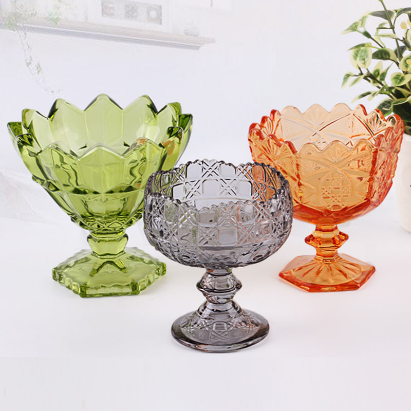 Different types of Ice cream bowls supplier fruit juice and cold drink glass bowl wholesale