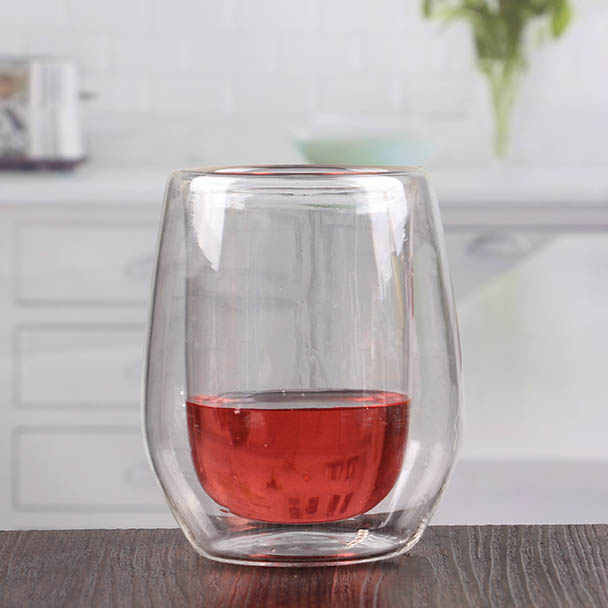 Double wall borosilicate glass cup cute stemless red wine glasses wholesale