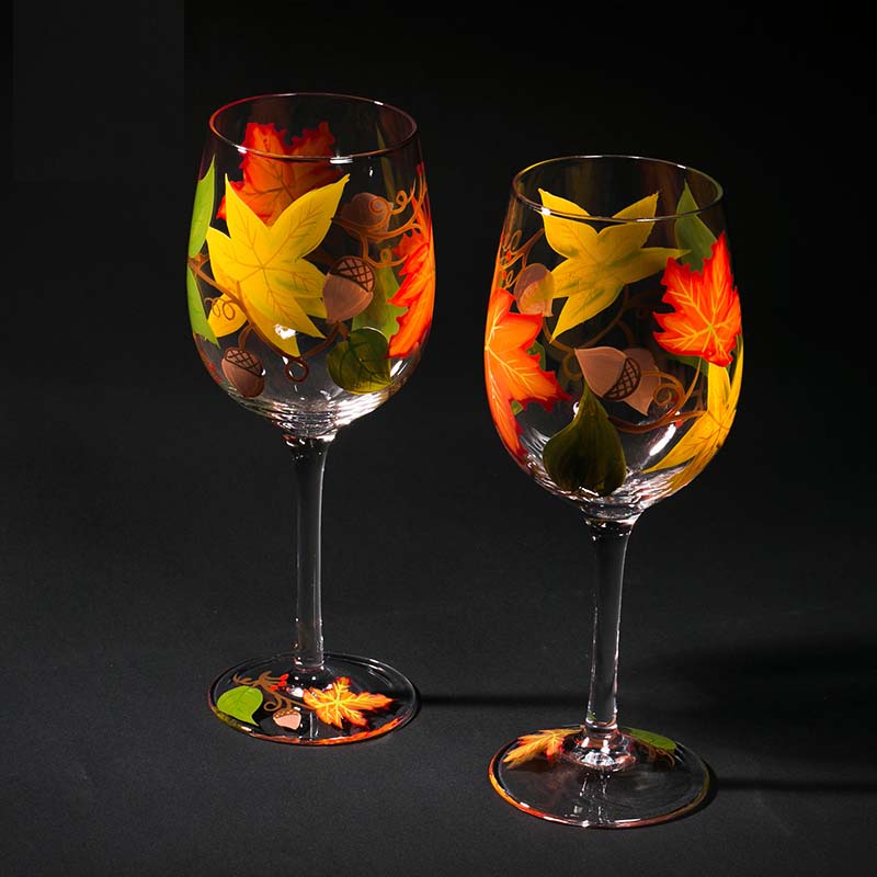 Funky bicchieri di vino bicchieri di vino della pittura a mano e personalizzato fornitore bicchieri di vino dipinte