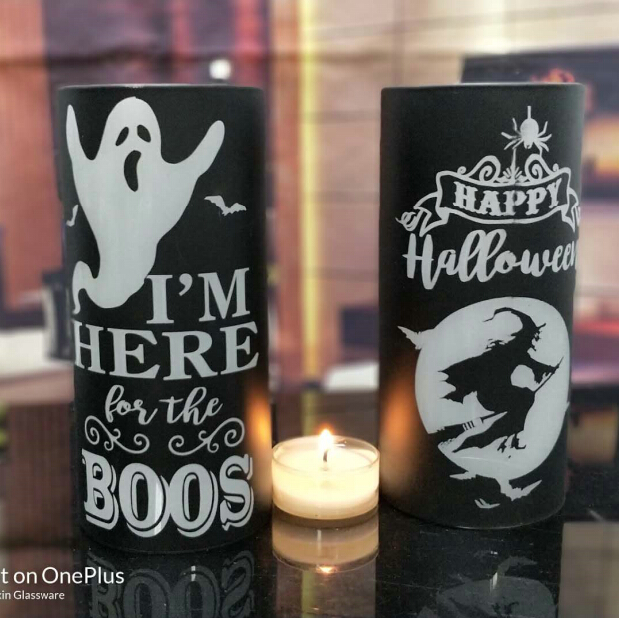 Supporto all'ingrosso della candela di vetro di Halloween, supporto della candela per l'arredamento di halloween