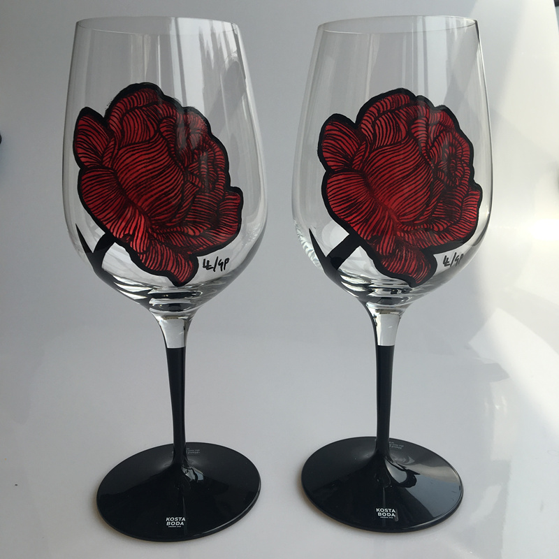 Hand painted stemware and wine glass paintings wholesale glass cup designs manufacturer