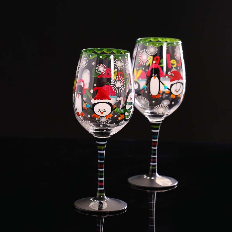 copos de vinho pintado à mão | fornecedor óculos fabricante copo de vidro contemporânea vinho