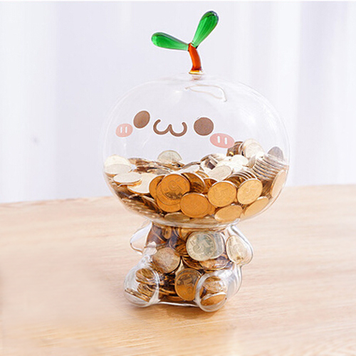OEM creative fashion cute animal shaped glass money jar wholesale
