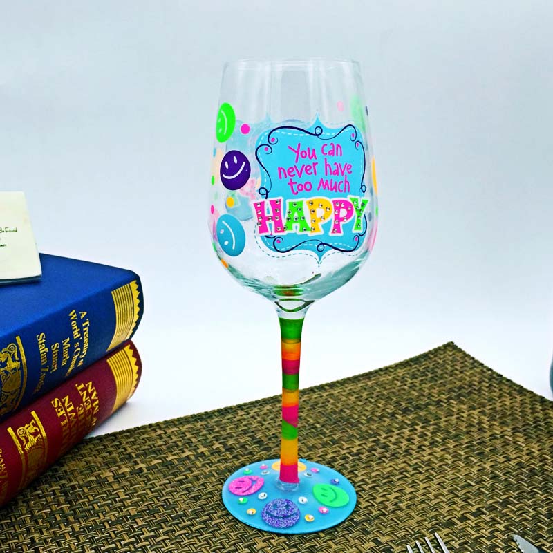 Painted stemware|cup of glass and hand painted wine glasses wholesale