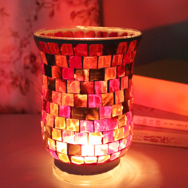 Sales promotion mosaic candle holder,red candle holder wholesale