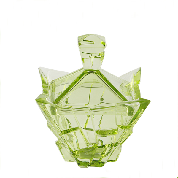 Специальная форма зеленого и синего стекла оптом чаша с крышкой