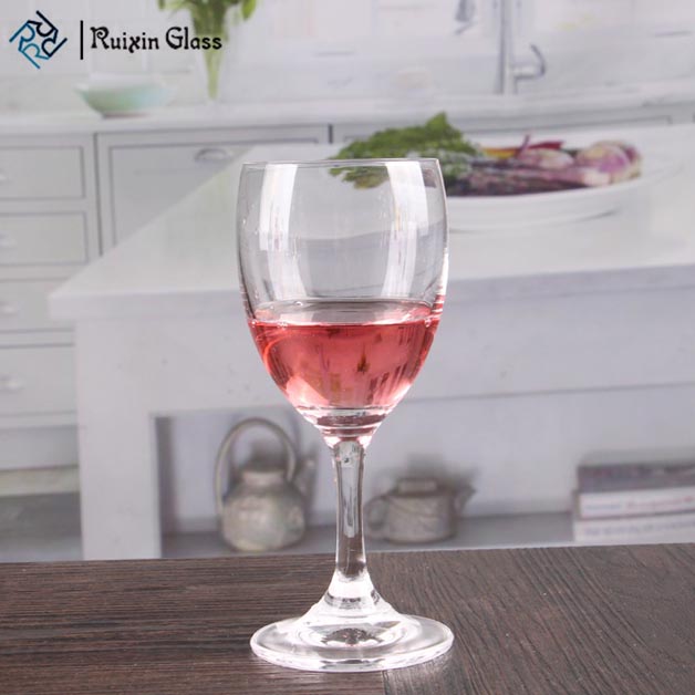 Venta al por mayor 200ml vaso de copa de vino corto tallo de vidrio conjunto de dos vasos de vino