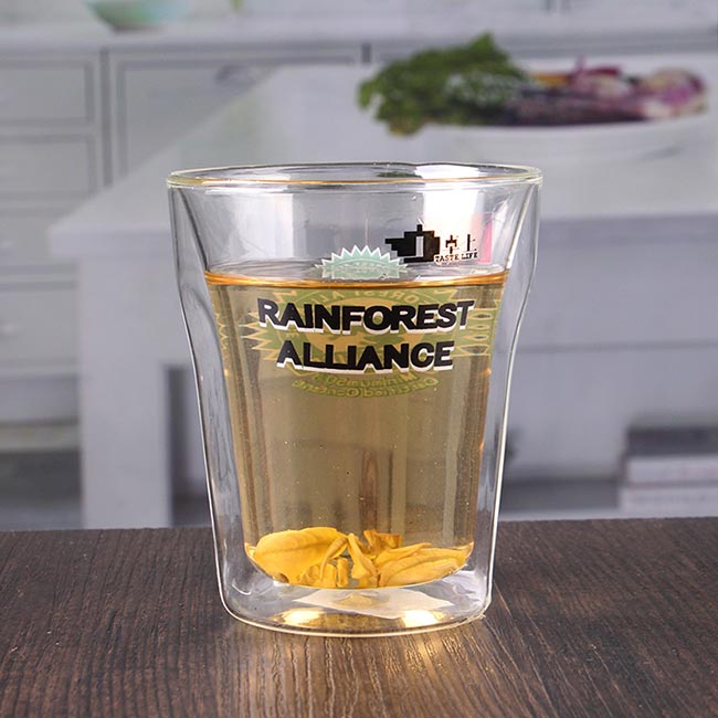 Wholesale 9 oz home goods double layer cup double wall glasses with logo