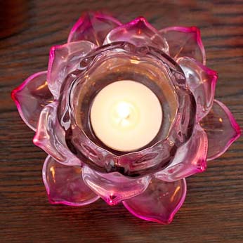Wholesale Pink crystal lotus candle holder