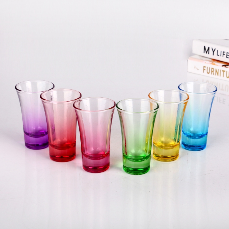 wholesale high quality set of 6 piece 2oz sublimation shot glass with gradient color