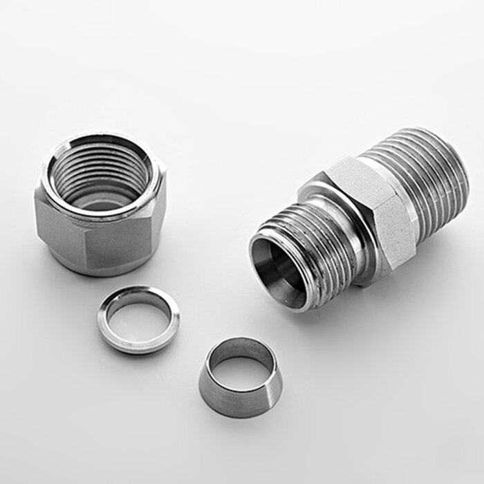 5 Compression 14 OD NPT Straight Male Connector Stainless Steel Tube Fittings