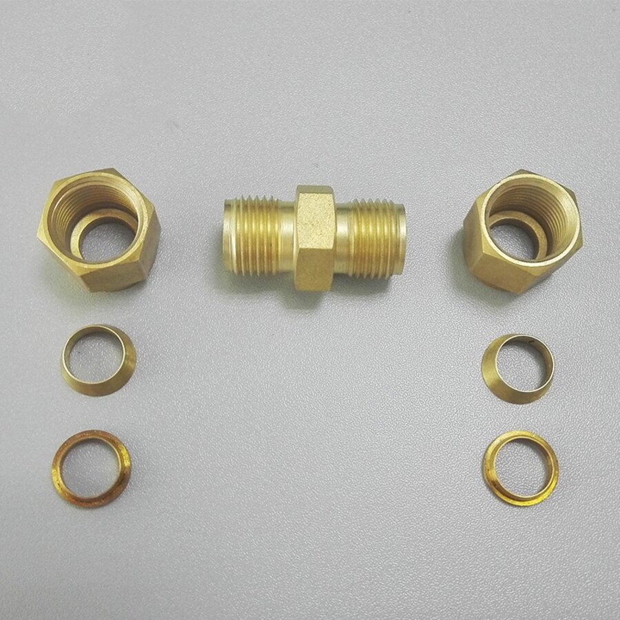 7 male Thread Hexagon Equal Double Ferrule 10mm Compression Brass Tube Fitting
