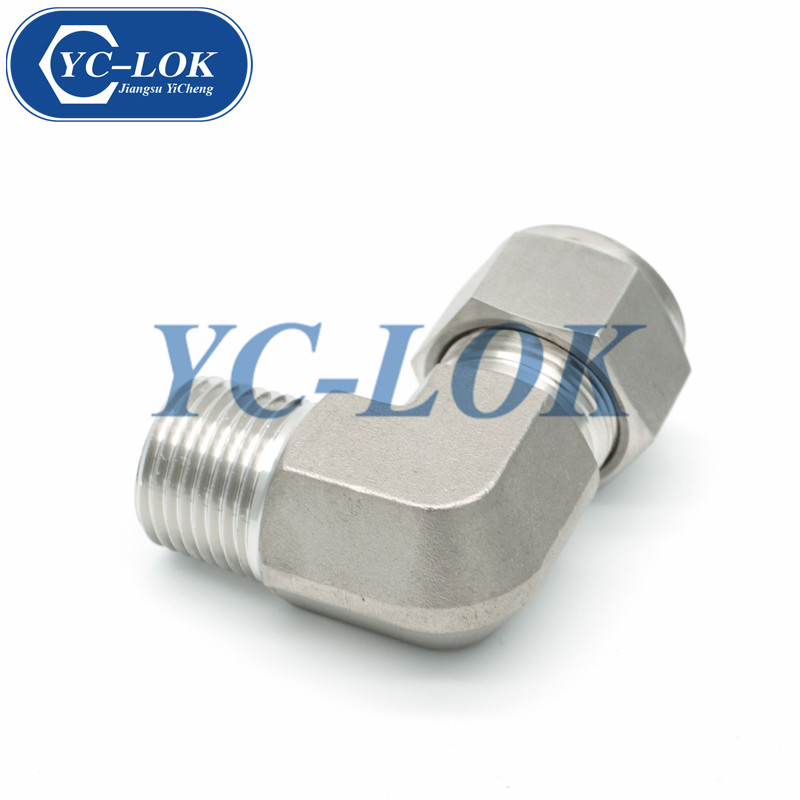 China supplier Metric 90 degrees elbow double-ferrule tube fittings