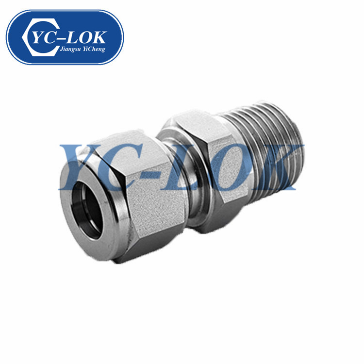 Compression 1/4 OD NPT Straight Male Connector Stainless Steel Tube Fittings