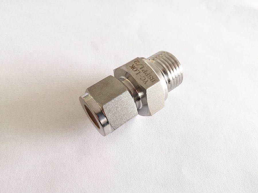 Stainless Steel straight BSPP Male Thread ferrule hydraulic pipe fitting