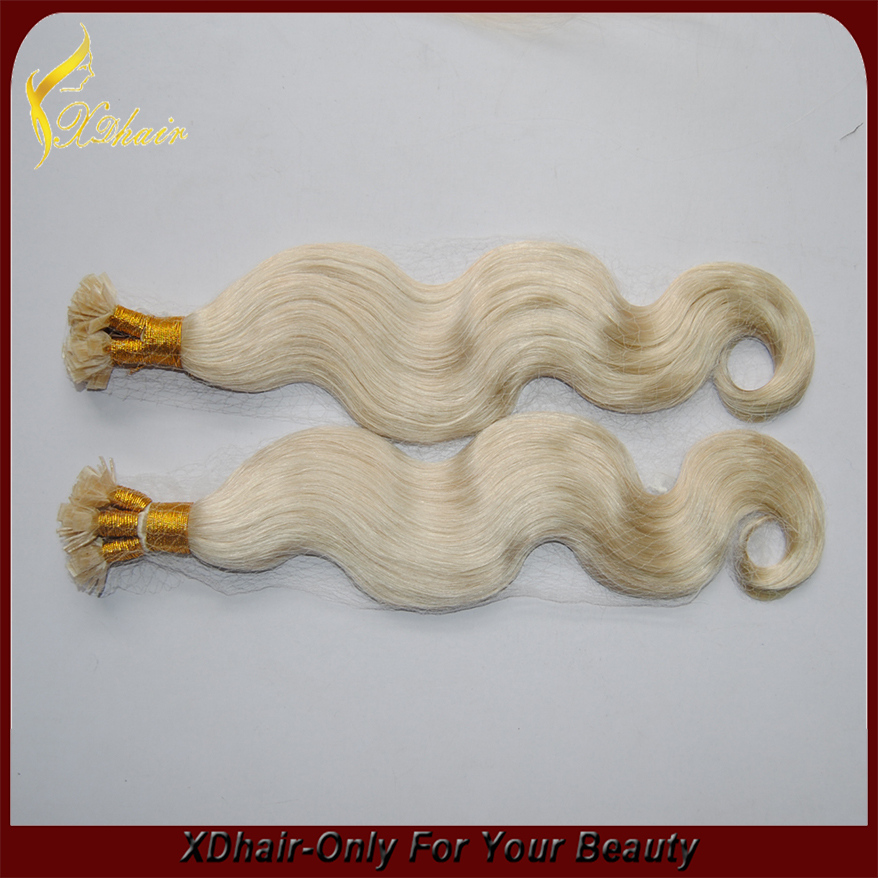 100% Human Hair Flat Tip Hair Extension grade 5A vague de corps pré-collé gros Extension de cheveux