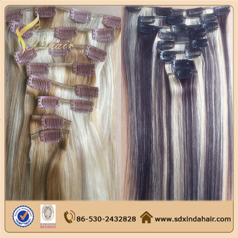 100% Human Hair High Quality Cheap Price Manufacture Wholesale Body Wave Clip in Hair Extensions Piano / Mixed Color