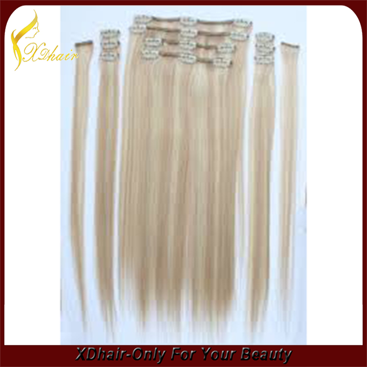 100% Human Hair Tangle Free Virgin Full Head Clip In Hair Extension