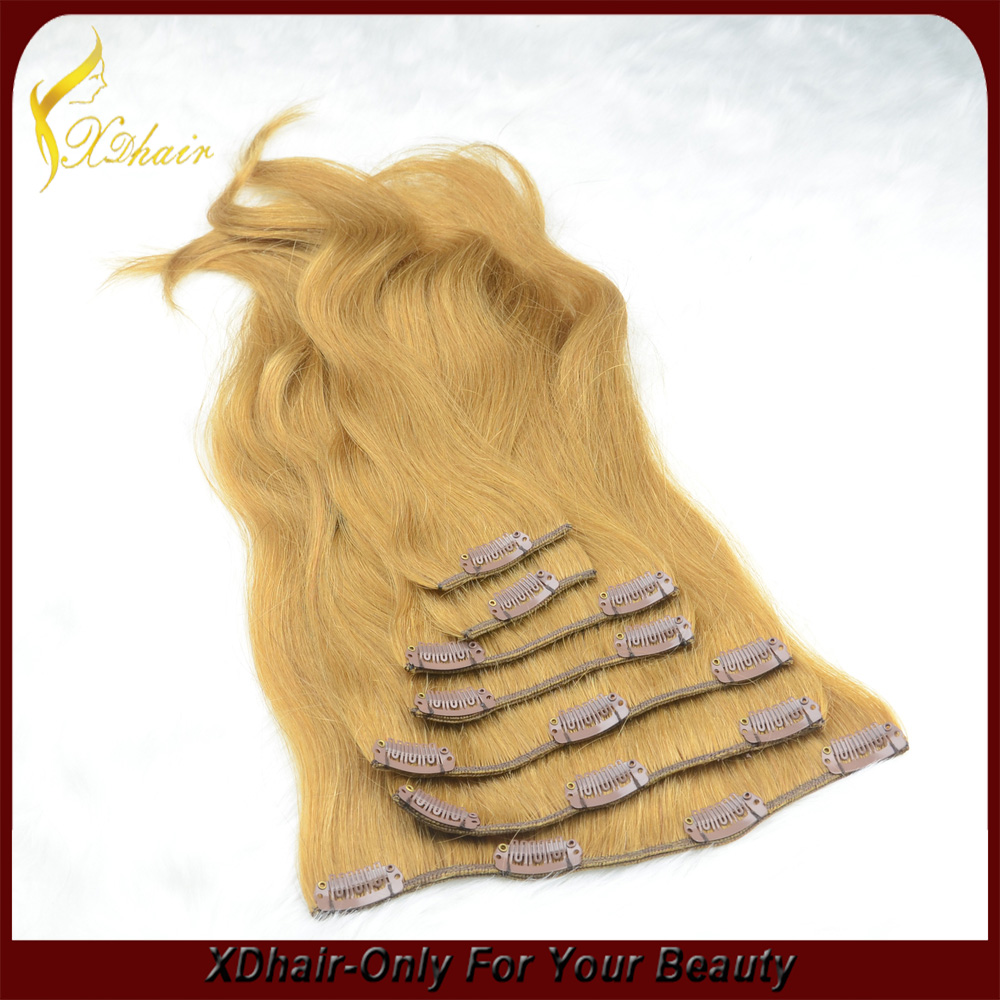 100% cheveux remy vierge ne verser aucun clip de cheveux brésiliens enchevêtrement dans l'extension de cheveux bouclés