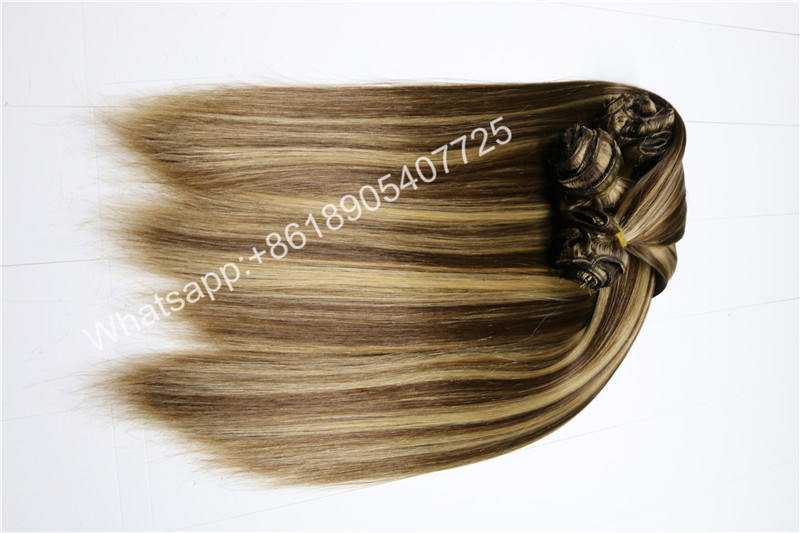 100% Wholesale Remy Double Drawn Top quality remy clip in hair extension 220 grams