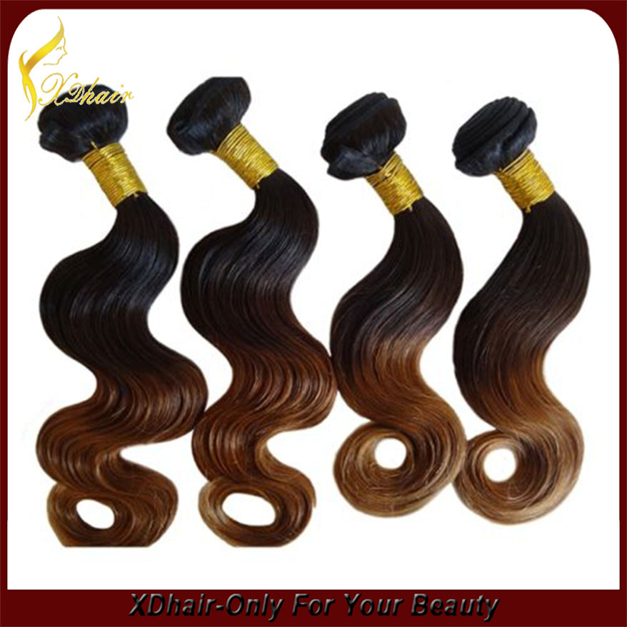 100% remy human ombre color body wave hair weft hair weave
