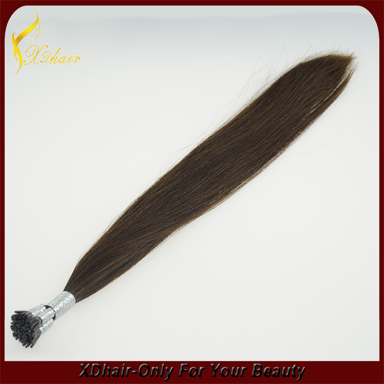 100% unprocessed virgin remy hair I tip hair extension factory wholesale pre-bonded hair