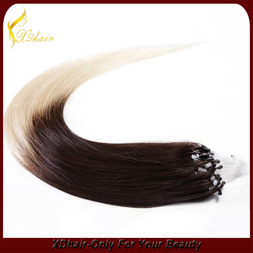 12"-32" 6A Remy Hair Micro ring loop two tone color Natural hair Extensions
