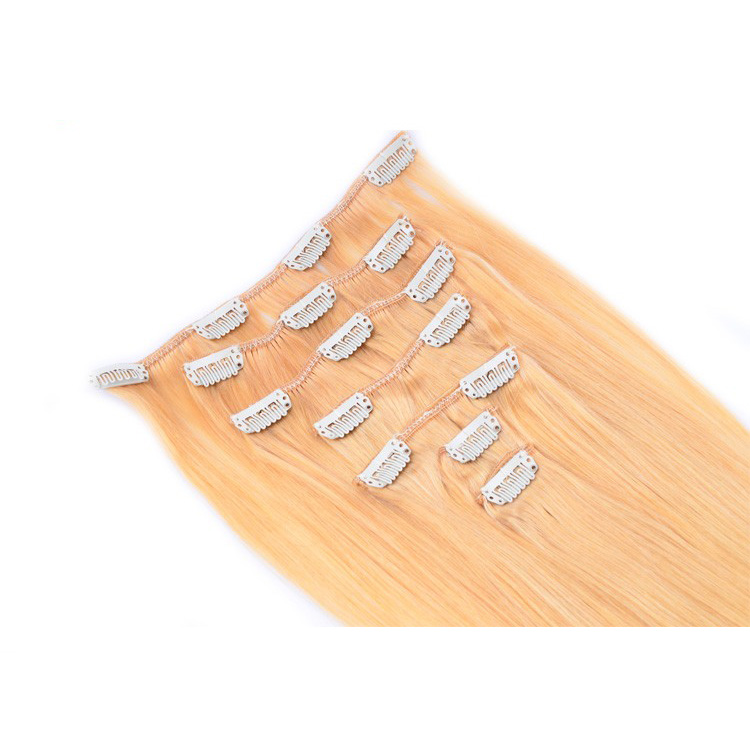 150g clip in human hair pieces blonde human hair extensions No synthetic or mixed hair