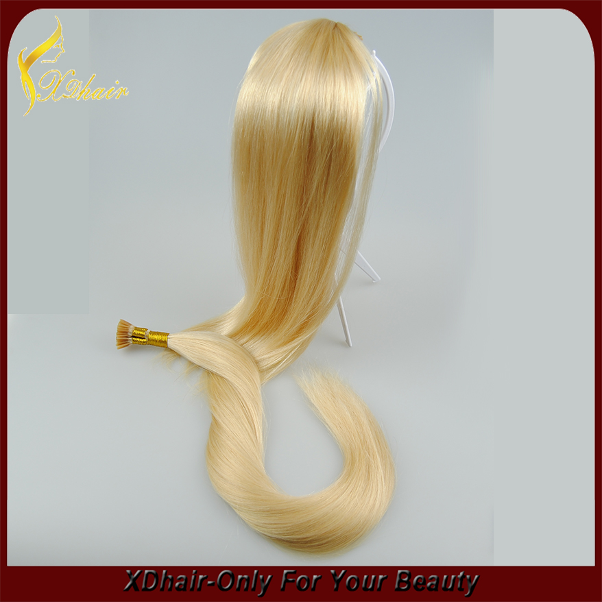 2015 Наращивание волос 5А Мода необработанное Реми волос я наклоняю завод Оптовая Предварительно Таможенный Волос