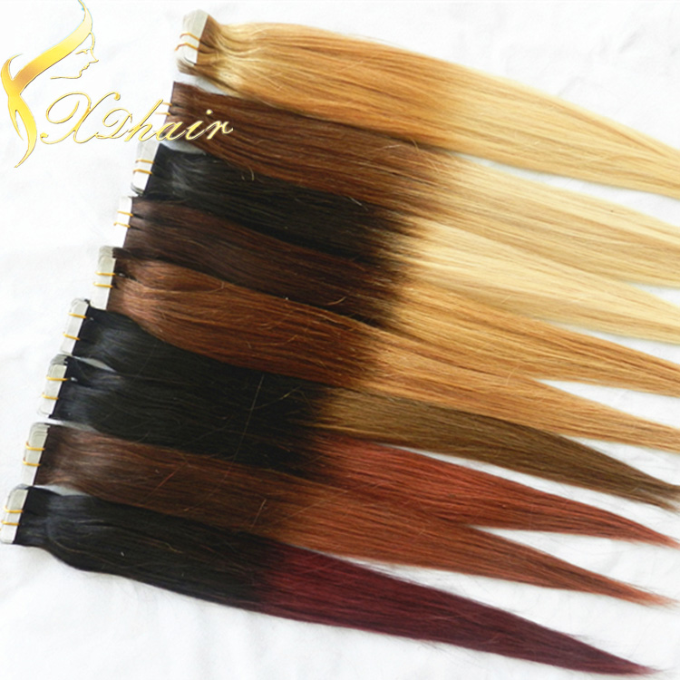 2015 Factory wholesale fashion ombre virgin skin weft tape remy hair extensions