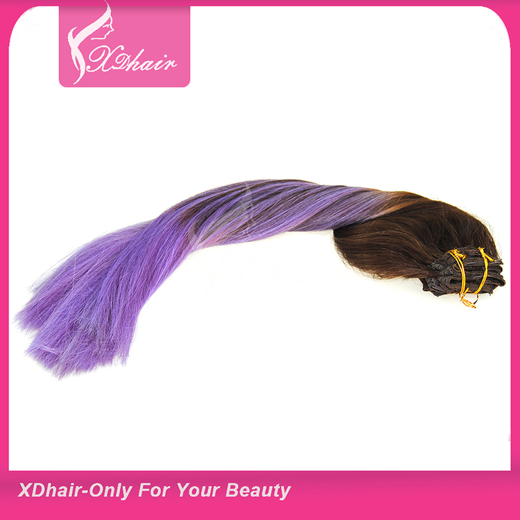 2015 Plus Populaires Nouveaux Produits Balayage couleur Cheap Remy Clip In Virgin Brazilian Hair Extension 220 Gram 22 pouces en stock