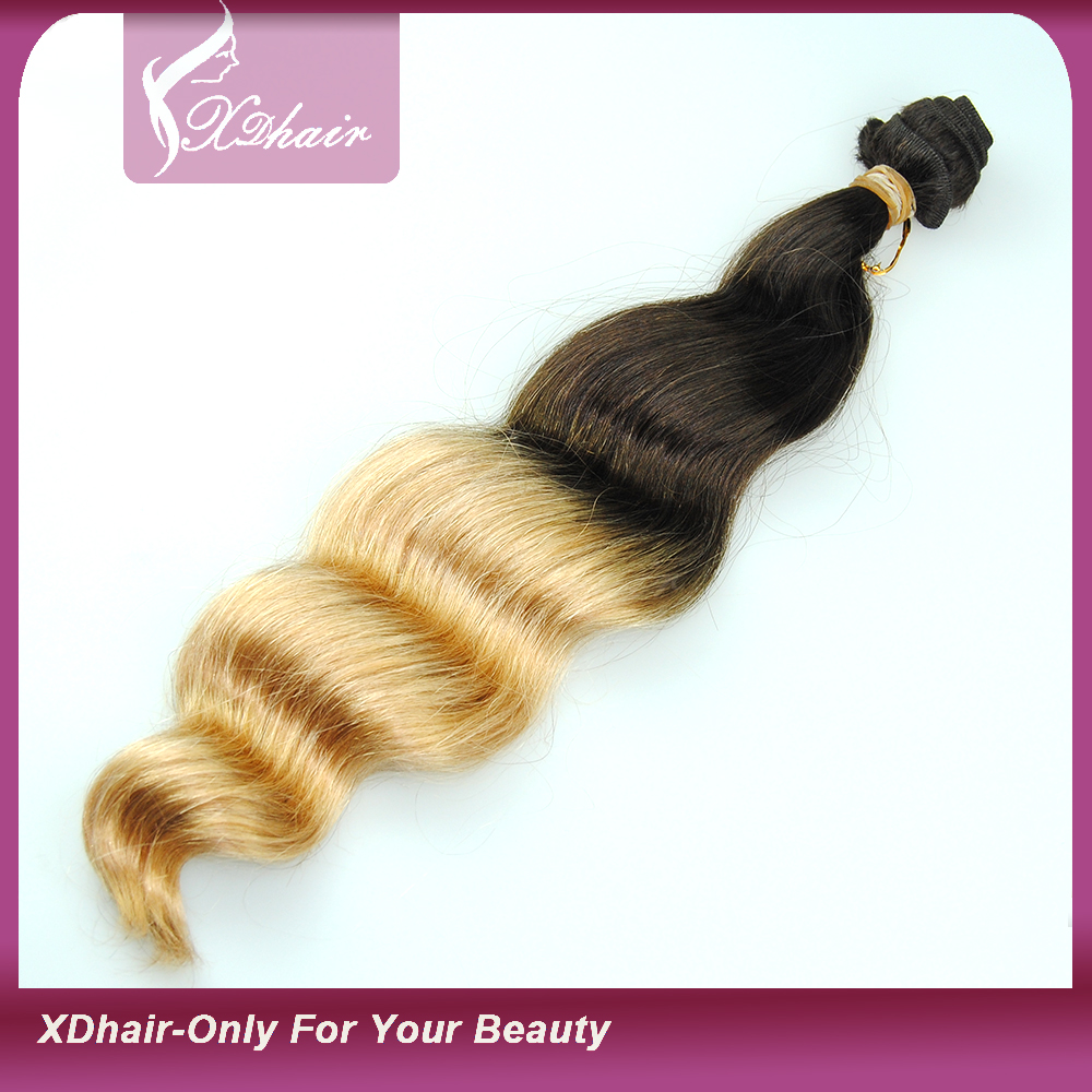 2015 Wholesale Hair Extensions Virgin Peruvian Hair Bundles Ombre Color Human Hair Weft