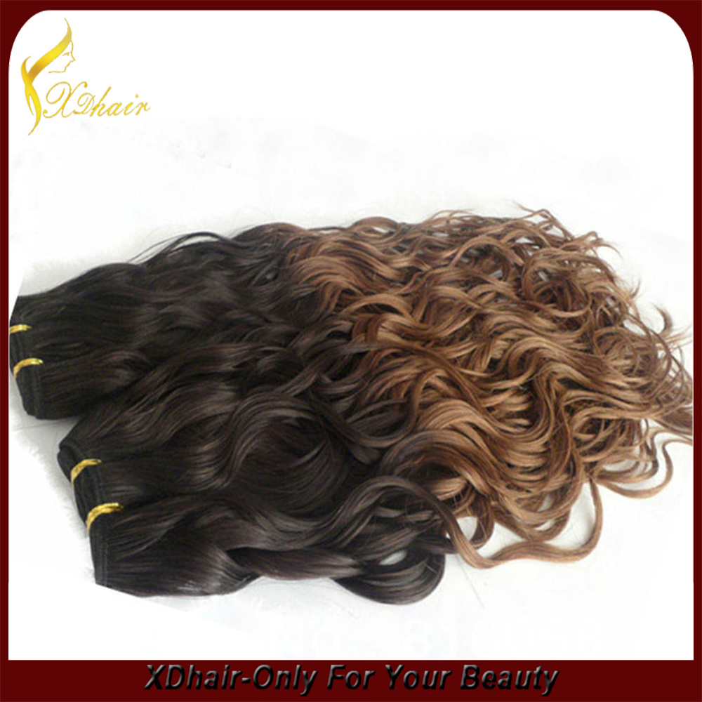 2015 hot sale top100%high quality cheapest super soft ombre color human hair weft