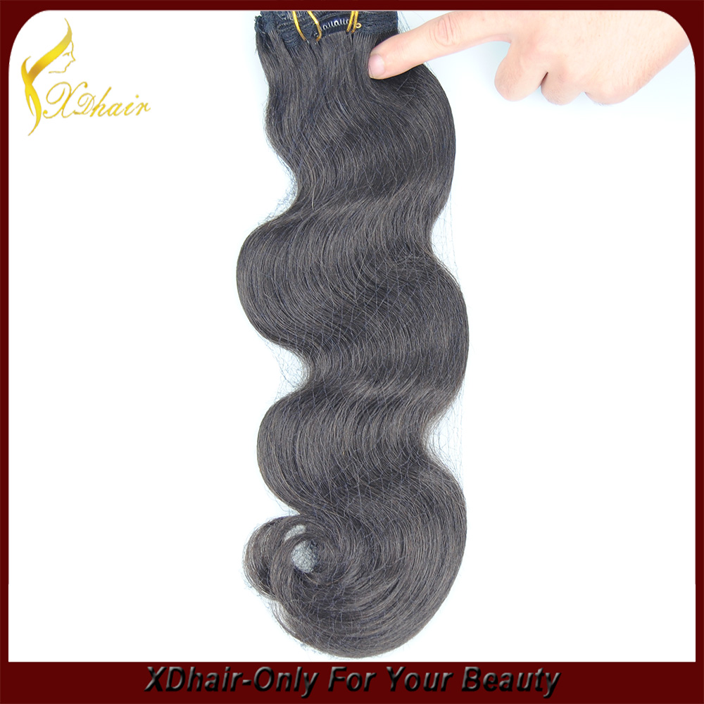 2015 top quality body wave european virgin clip in hair extension remy