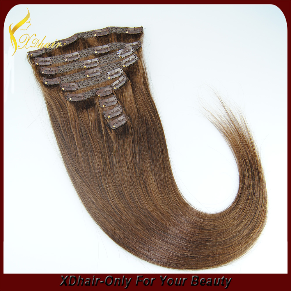 2015best selling brazillian hair clip in hair extensions for black women
