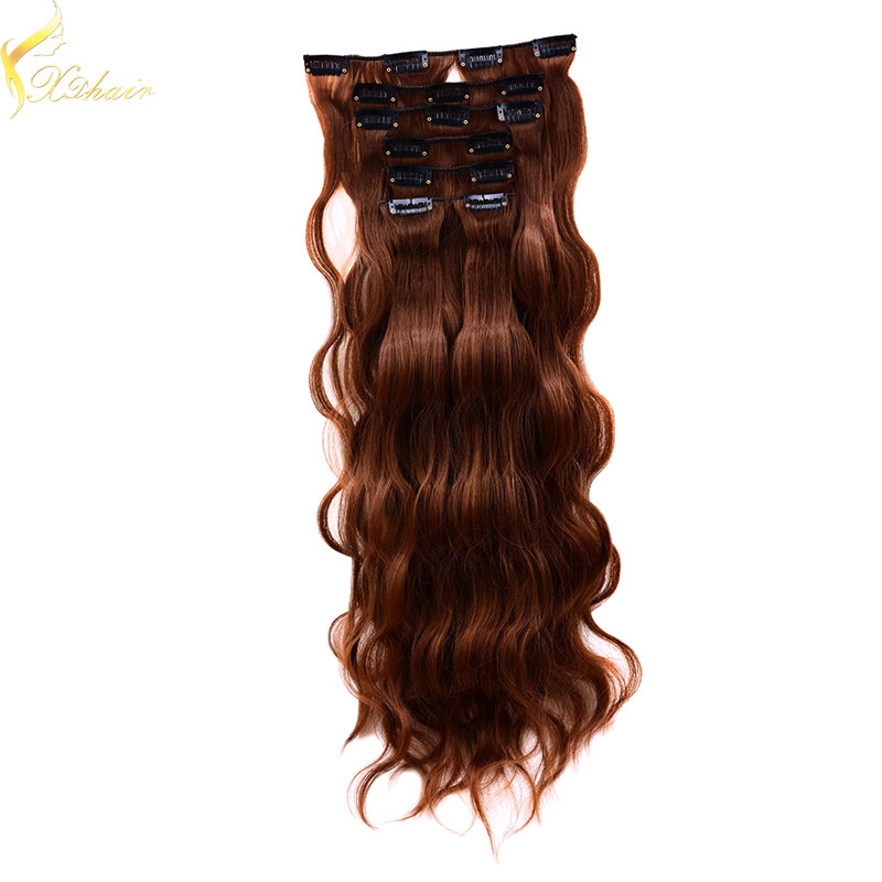 2016 Alibaba Express China 7pcs double weft double drawn remy human hair extensions clip in