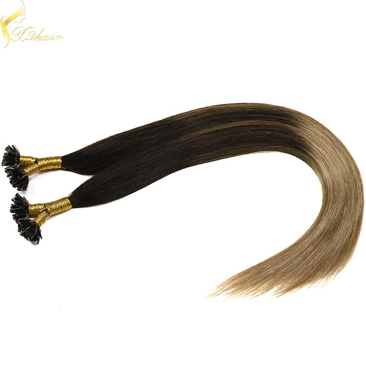 2016 double drawn unprocessed 100 cheap remy utip hair extensions ombre