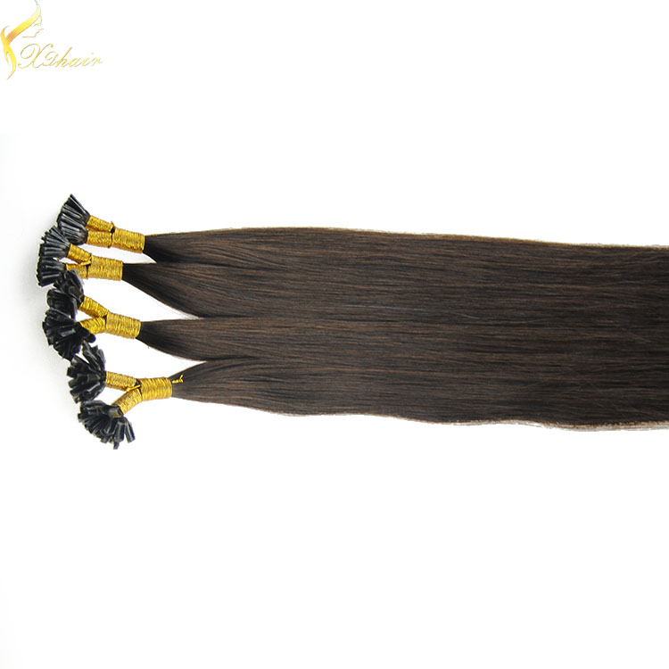 2016 double drawn unprocessed remy human keratin 100 cheap remy u tip hair extension wholesale