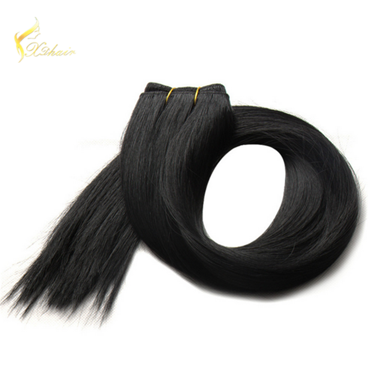 2016 hot sale best quality dark black color weft single drawn hair weaving 100g bundle full head brazilian hair