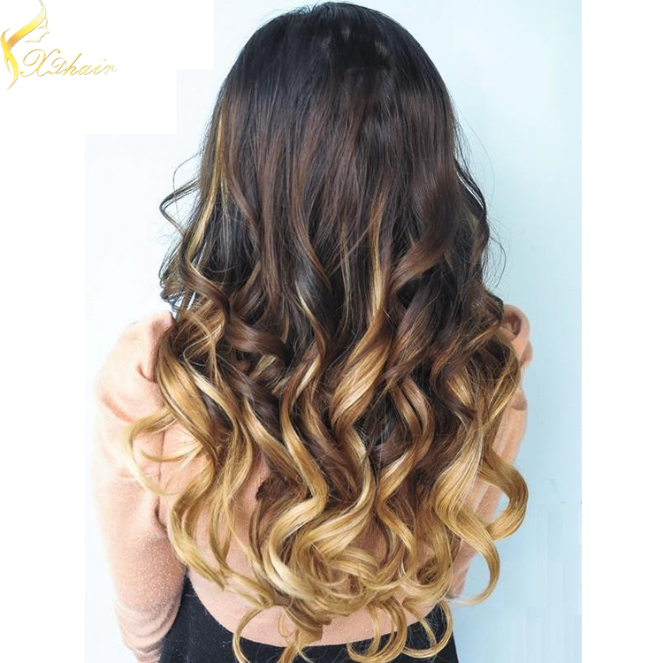 2016 hot selling factory wholesale price no tangle no shedding ombre clip in hair extension 220g