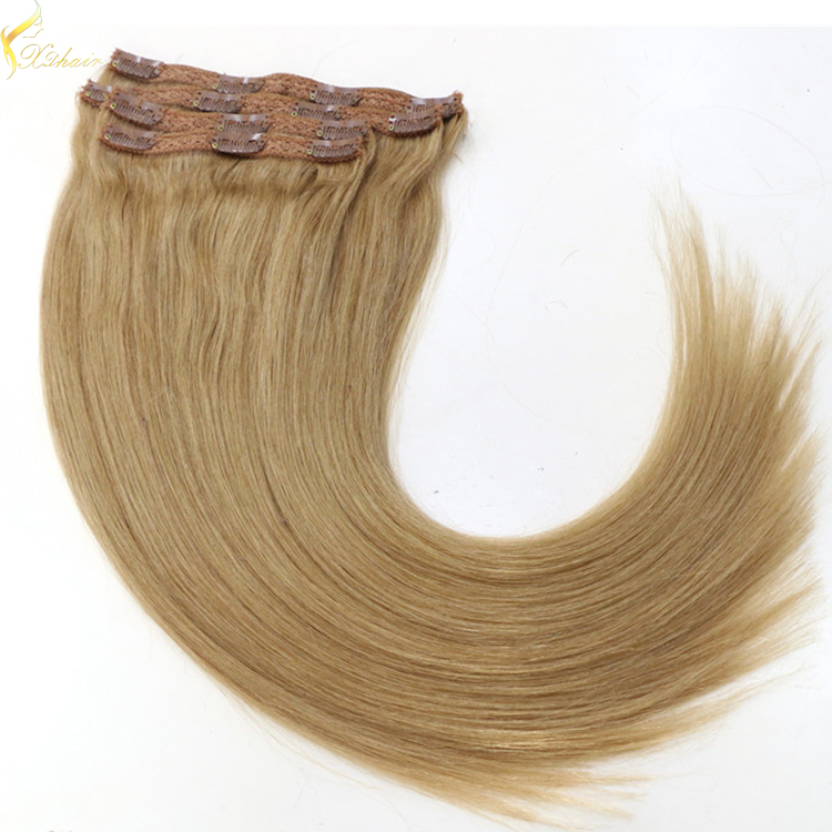 2017 Cheap unproessed straight no tangle & shedding clip in hair extensions human remy