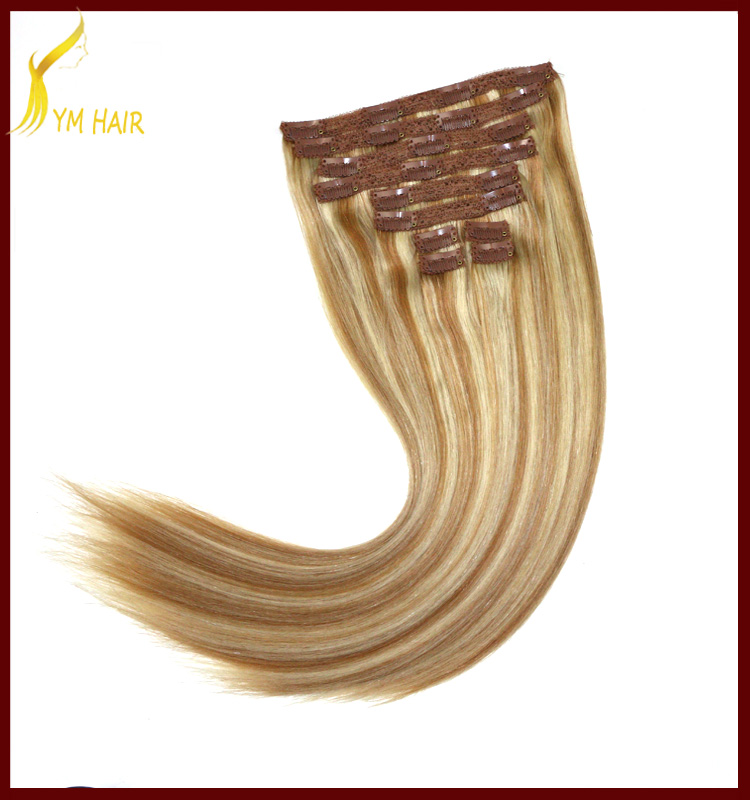 20inch 180g highlight coloured brazilian human remy clip on hair extension