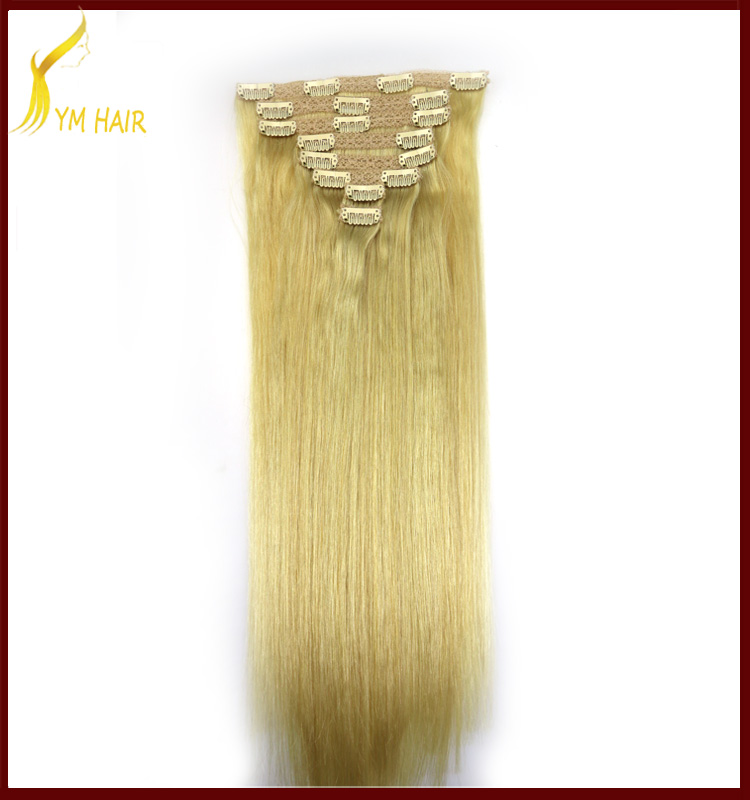 7 piece 120g 100% human hair full head straight clip in remy hair extensions