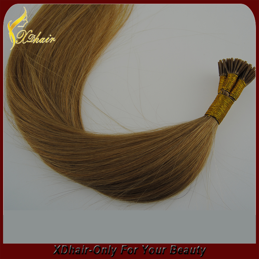 7A High Quality seidige gerade 100% Inder-Jungfrau-Haar I Tip Hair Extensions 1g Großhandel Pre-Bonded Stick-Tip Hair Extension