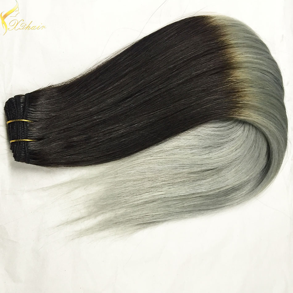 7A ombre brazilian hair two tone double drawn two tone brazilian hair weave bundles